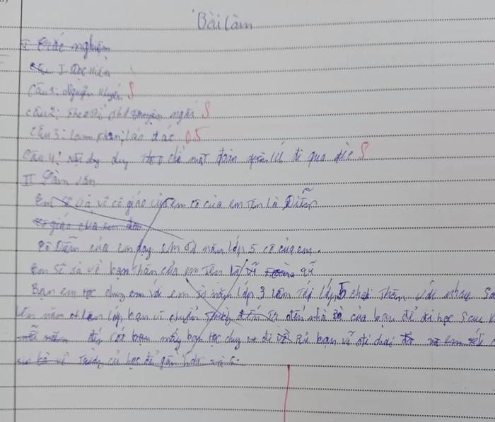 Một bài kiể tra Ngữ văn của học sinh lớp 7, ảnh: tác giả. Một bài kiể tra Ngữ văn của học sinh lớp 7, ảnh: tác giả.