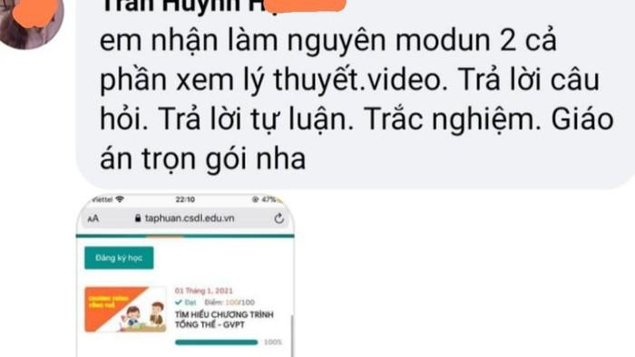 Thông tin chào mời "bồi dưỡng hộ" cho giáo viên có nhu cầu (Ảnh chụp màn hình)