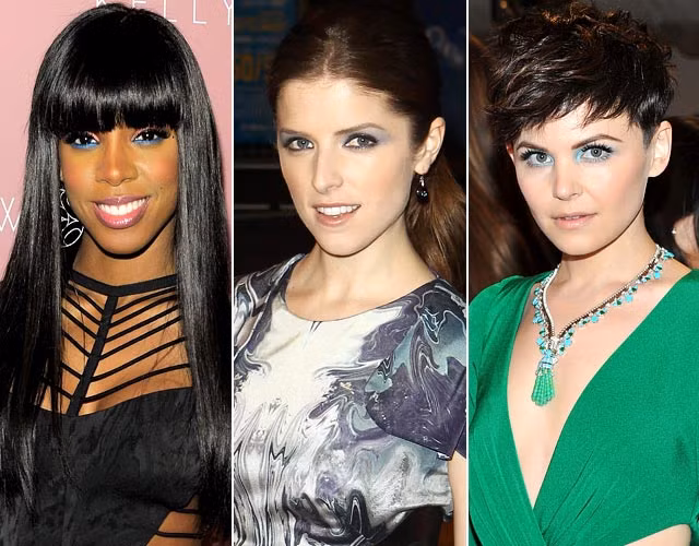 Mắt màu khói và pha tông màu xanh khiến dàn sao nữ có đôi mắt hút hồn, quyến rũ hơn, trong ảnh là ba ngôi sao: Kelly Rowland, Anna Kendrick và Ginnifer Goodwin.