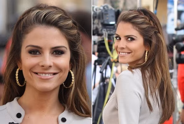 Maria Menounos đẹp rạng ngời với phong cách rất teen tết mái lệch một bên.