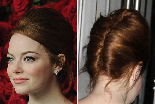 Emma Stone ấn tượng và nổi bật với kiểu tóc búi ấn tượng này.