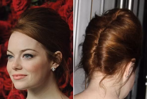 Emma Stone ấn tượng và nổi bật với kiểu tóc búi ấn tượng này.
