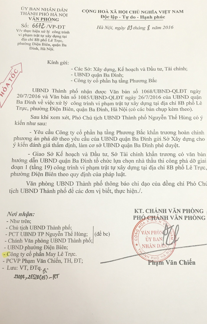 Công văn của UBND TP. Hà Nội. Công văn của UBND TP. Hà Nội.