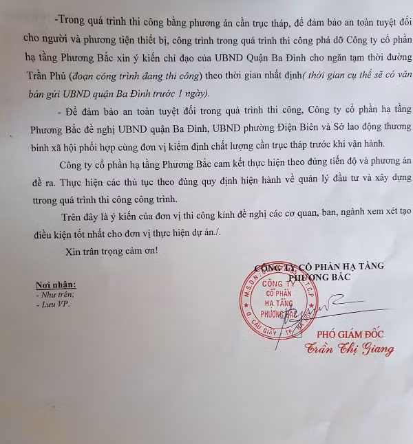 Kiến nghị của Công ty CP Hạ tầng Phương Bắc được kiểm định cần trục tháp trước khi vận hành.