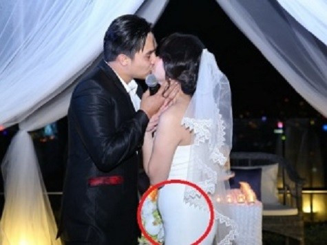 Hình ảnh vòng 2 bất thường của Quỳnh Trâm khiến cô dính phải tin đồn có bầu trước khi kết hôn