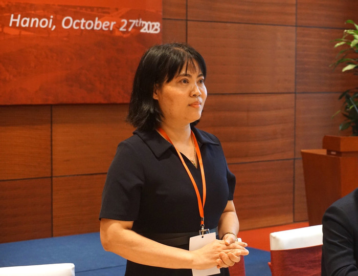 Tiến sĩ Trần Thị Thu Hương đại diện nhóm nghiên cứu trình bày kết quả tại diễn đàn HaFPES 2023. Ảnh: Minh Chi