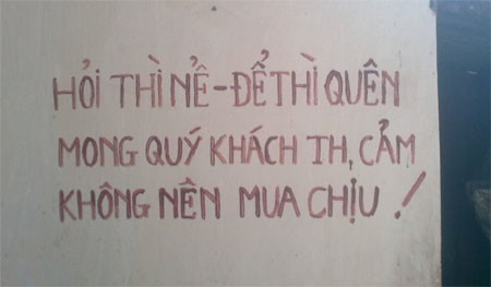 Khuyến cáo không bán chịu.