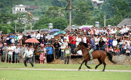 Ngay từ sáng sớm, dòng người đã nườm nượp đổ về sân vận động trung tâm huyện Bắc Hà. Hàng vạn người dân Bắc Hà và các huyện bạn như Mường Khương, Si Ma Cai, Bảo Thắng, thành phố Lào Cai (tỉnh Lào Cai), Xín Mần (Hà Giang) cùng du khách khắp nơi tấp nập chen chân, ai cũng muốn có được vị trí thuận lợi trên sân để theo dõi giải đua. Ngay từ sáng sớm, dòng người đã nườm nượp đổ về sân vận động trung tâm huyện Bắc Hà. Hàng vạn người dân Bắc Hà và các huyện bạn như Mường Khương, Si Ma Cai, Bảo Thắng, thành phố Lào Cai (tỉnh Lào Cai), Xín Mần (Hà Giang) cùng du khách khắp nơi tấp nập chen chân, ai cũng muốn có được vị trí thuận lợi trên sân để theo dõi giải đua.