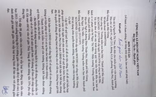 Đơn thư tố cáo của giáo viên trường Mầm non Sao Mai gửi Báo điện tử Giáo dục Việt Nam.