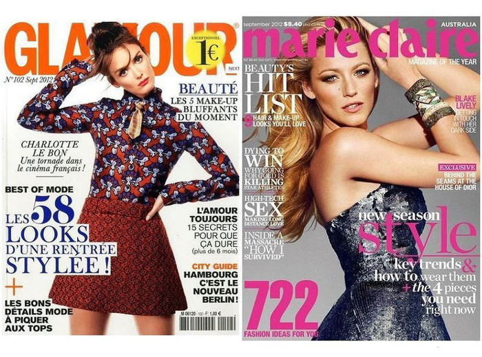 Charlotte Le Bon trên tạp chí Glamour của Pháp và Blake Lively trên Marie Claire của Mỹ Charlotte Le Bon trên tạp chí Glamour của Pháp và Blake Lively trên Marie Claire của Mỹ