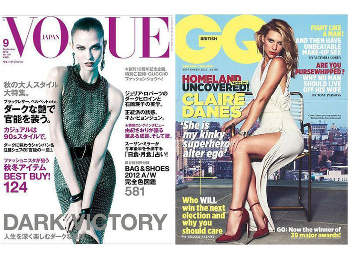Karlie Kloss trên Vogue của Nhật va Claire Danes trên GQ US, cả hai đều cho thấy vẻ đẹp quyến rũ và gợi cảm. Karlie Kloss trên Vogue của Nhật va Claire Danes trên GQ US, cả hai đều cho thấy vẻ đẹp quyến rũ và gợi cảm.