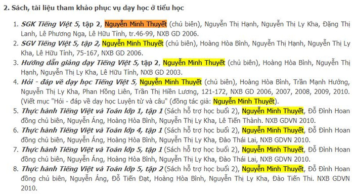 Một số đầu sách tham khảo, sách bổ trợ Giáo sư Nguyễn Minh Thuyết biên soạn. Ảnh chụp màn hình. Một số đầu sách tham khảo, sách bổ trợ Giáo sư Nguyễn Minh Thuyết biên soạn. Ảnh chụp màn hình.