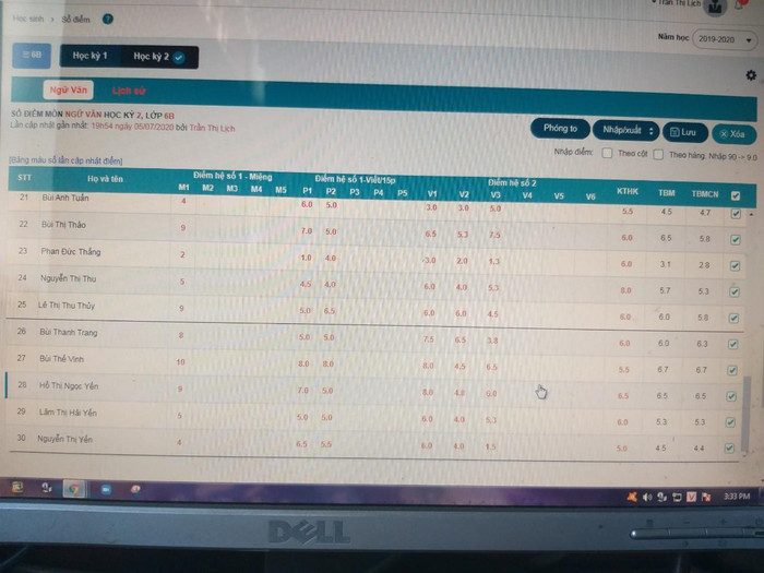 Các điểm hệ số 2 và hệ số 3 của cô T.T.L có sự sai lệch so với cập nhật lần cuối bởi Quản trị viên. Ảnh: NVCC
