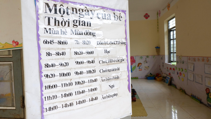 Thời gian biểu đầy đủ của lớp học vùng cao. Ảnh: LC