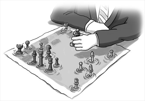 Hình minh họa ẩn ý trên Thời báo Hoàn Cầu.