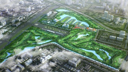 Phối cảnh tổng thể sân golf Long Biên và khu nhà câu lạc bộ. Ảnh: Nguồn internet Phối cảnh tổng thể sân golf Long Biên và khu nhà câu lạc bộ. Ảnh: Nguồn internet
