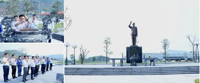 Đoàn công tác Petrovietnam trang trọng dâng hương trước tượng đài Chủ tịch Hồ Chí Minh tại Nhà máy Lọc hoá Dầu Nghi Sơn. Ảnh: PVN Đoàn công tác Petrovietnam trang trọng dâng hương trước tượng đài Chủ tịch Hồ Chí Minh tại Nhà máy Lọc hoá Dầu Nghi Sơn. Ảnh: PVN