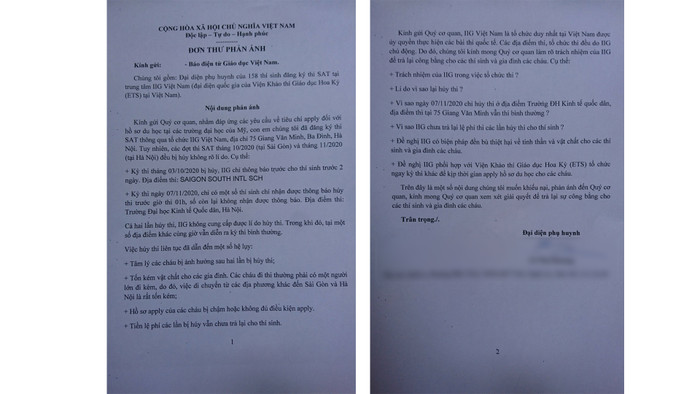 Đơn phản ánh của một số phụ huynh đến Tạp chí điện tử Giáo dục Việt Nam. Ảnh: Đình Hùng Đơn phản ánh của một số phụ huynh đến Tạp chí điện tử Giáo dục Việt Nam. Ảnh: Đình Hùng