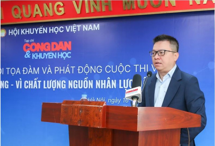 Chủ tịch Hội Nhà báo Việt Nam Lê Quốc Minh phát biểu. Le Quoc Minh.JPG