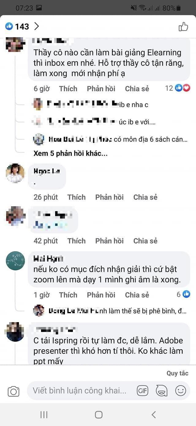 Có cầu ắt có cung, giáo viên rao bán bài giảng e-Learning. (Ảnh chụp màn hình)