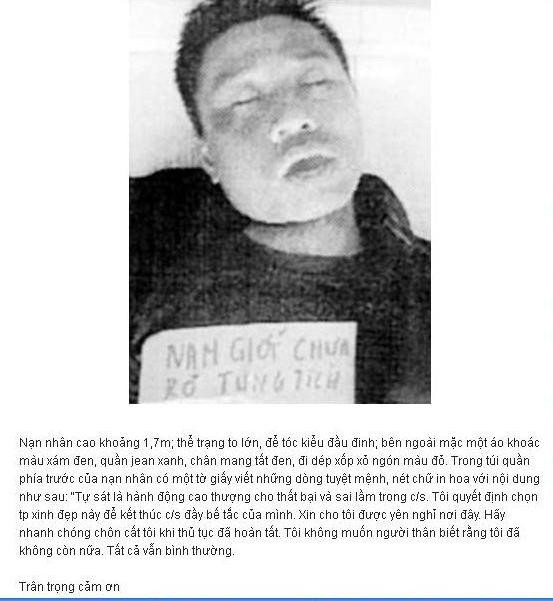 Hình ảnh Đ trên một tờ báo sau khi được phát hiện đã chết. Hình ảnh Đ trên một tờ báo sau khi được phát hiện đã chết.