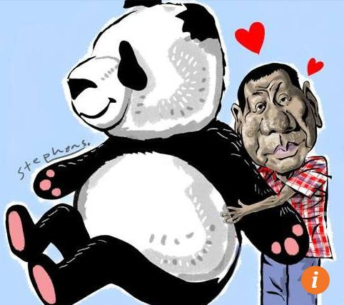 Tranh minh họa chính sách đối ngoại của Tổng thống đắc cử Rodrigo Duterte của tờ South China Morning Post, phản ánh lập trường của Alan Roble và SCMP. Tranh minh họa chính sách đối ngoại của Tổng thống đắc cử Rodrigo Duterte của tờ South China Morning Post, phản ánh lập trường của Alan Roble và SCMP.