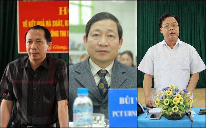 Các vị Trưởng ban chỉ đạo thi Trung học phổ thông quốc gia 2018 tại các tỉnh Hà Giang, Hòa Bình, Sơn La trách nhiệm sẽ là gì khi để xảy ra sai phạm? (Từ trái qua: Ông Trần Đức Quý, ông Bùi Văn Cửu, ông Phạm Văn Thủy) (Ảnh tổng hợp từ: Giaoduc.net.vn, báo Hòa Bình) Các vị Trưởng ban chỉ đạo thi Trung học phổ thông quốc gia 2018 tại các tỉnh Hà Giang, Hòa Bình, Sơn La trách nhiệm sẽ là gì khi để xảy ra sai phạm? (Từ trái qua: Ông Trần Đức Quý, ông Bùi Văn Cửu, ông Phạm Văn Thủy) (Ảnh tổng hợp từ: Giaoduc.net.vn, báo Hòa Bình)