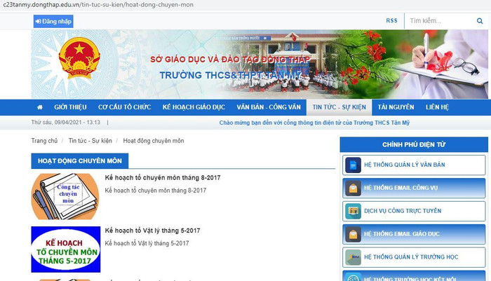Ảnh minh họa, website Trường Trung học cơ sở và Trung học phổ thông Tân Mỹ.