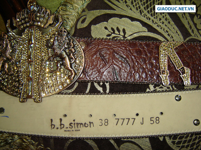 Trong suốt sự nghiệp ca hát, Michael Jackson luôn chú trọng đến trang phục và những phụ kiện, nhằm tạo ấn tượng với khán giả. Trong ảnh là chiếc thắt lưng đắt tiền, được trang trí bằng nhiều hạt kim cương, sắp xếp thành những hoa văn cầu kỳ. Chiếc thắt lưng này đã từng được ông hoàng nhạc Pop sử dụng và yêu thích.