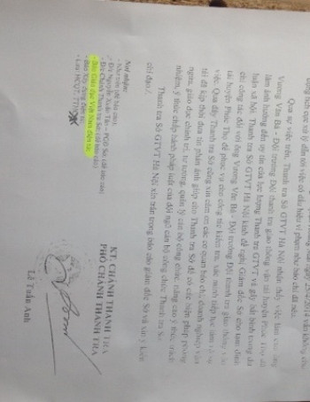 Văn bản đề nghị "tạm đình chỉ công tác" đối với ông Vương Văn Bá, Đội trưởng Đội Thanh tra GTVT.