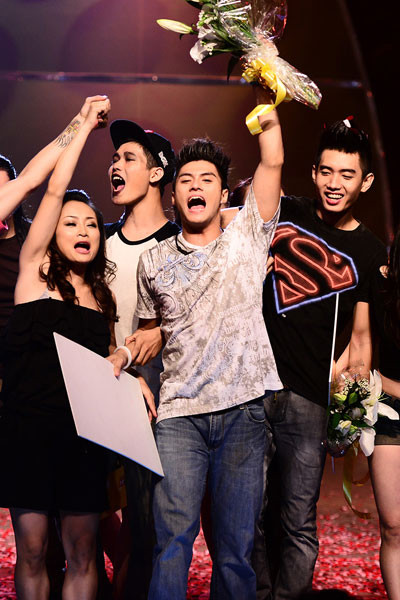 Vinh Hải trong niềm vui chiến thắng.