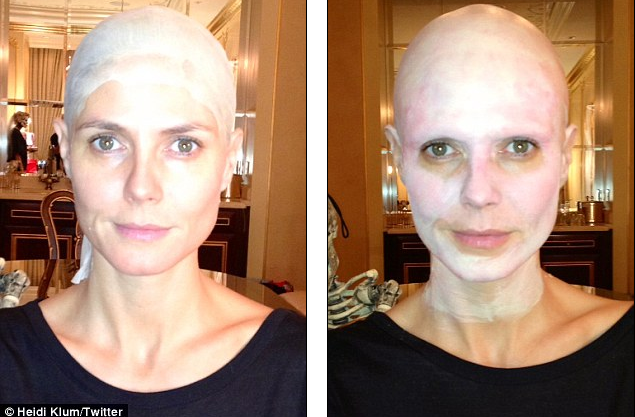 Quá trình trang điểm khuôn mặt của Heidi từ người sang... ma.