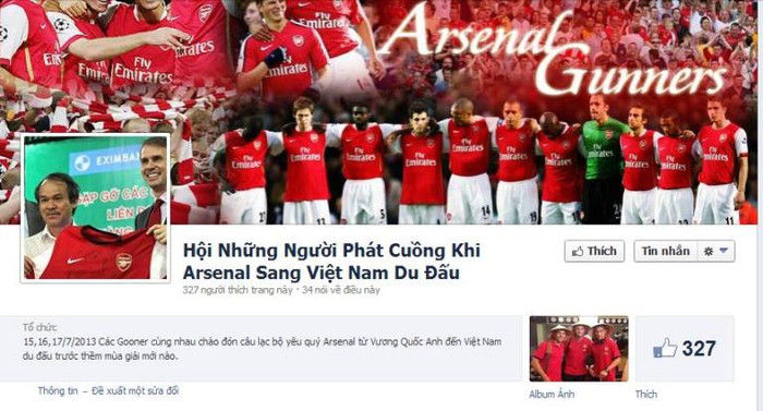 Dân mạng lập page để chào đón đội tuyển Arsenal Dân mạng lập page để chào đón đội tuyển Arsenal