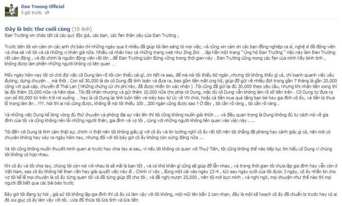 Bức tâm thư cuối cùng của Đan Trường muốn khép lại scandal