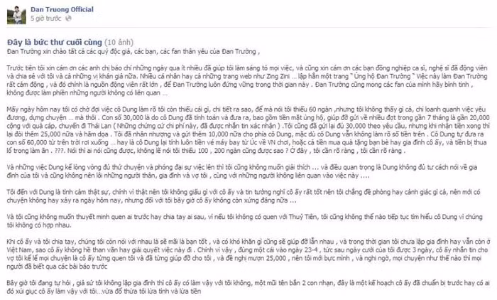 Bức tâm thư cuối cùng của Đan Trường muốn khép lại scandal