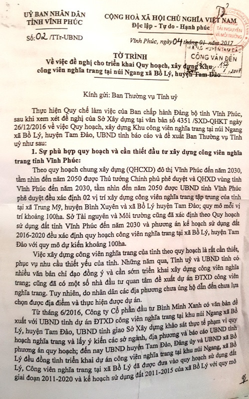 Trong Tờ trình của UBND tỉnh cũng thừa nhận dự án vấp phải sự phản đối của người dân. Trong Tờ trình của UBND tỉnh cũng thừa nhận dự án vấp phải sự phản đối của người dân.