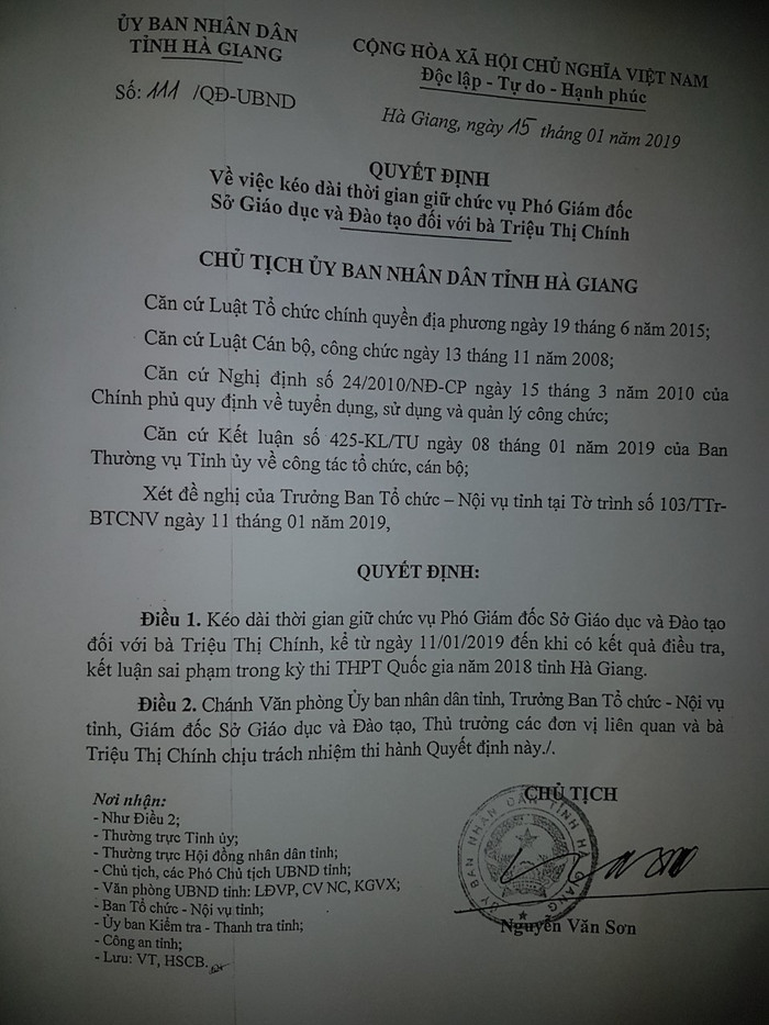 Quyết định của Ủy ban nhân dân tỉnh Hà Giang (Ảnh: Trần Phương) Quyết định của Ủy ban nhân dân tỉnh Hà Giang (Ảnh: Trần Phương)