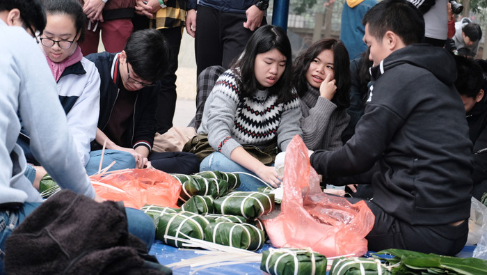 Tuy nghiệp dư nhưng bánh chưng của các em cũng rất đẹp.