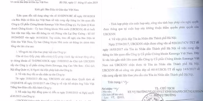 Công văn của Ủy ban Chứng khoán Nhà nước gửi Báo điện tử Giáo dục Việt Nam (Ảnh: LC)