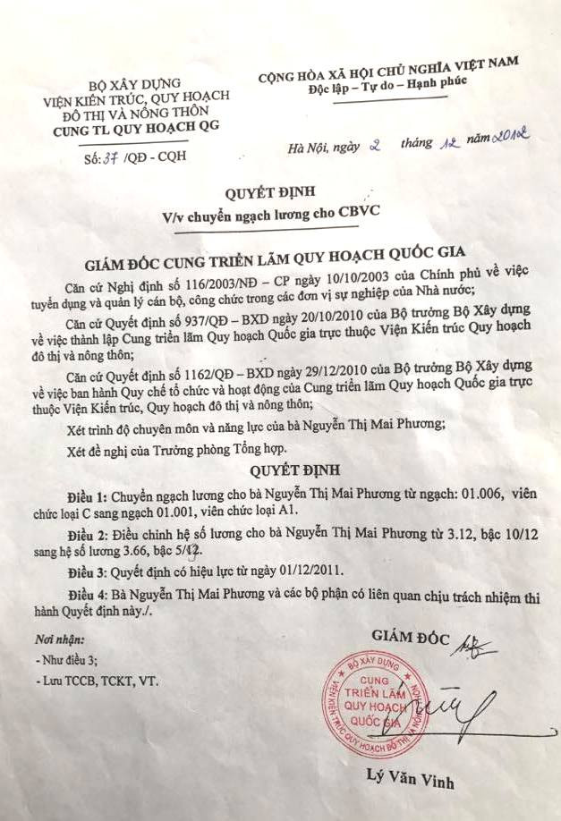 Tuy nhiên, phóng viên lại có bản dấu đỏ và quyết định được ký ngày 02/12/2012, thời điểm này ông Lý Văn Vinh không còn là Giám đốc. Tuy nhiên, phóng viên lại có bản dấu đỏ và quyết định được ký ngày 02/12/2012, thời điểm này ông Lý Văn Vinh không còn là Giám đốc.