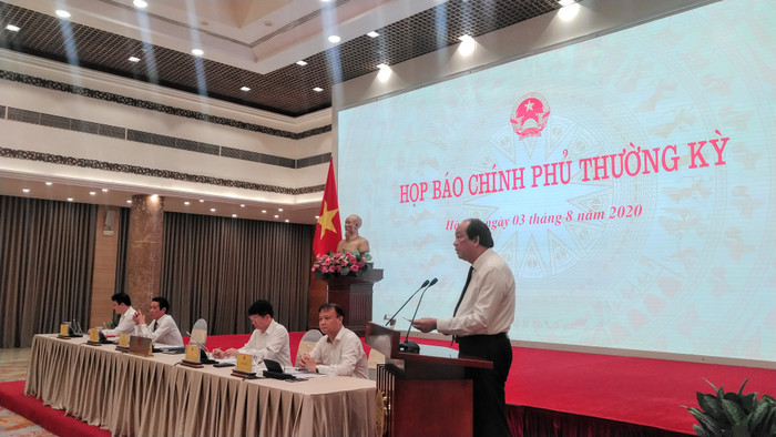 Ông Mai Tiến Dũng, Bộ trưởng, Chủ nhiệm Văn phòng Chính phủ chủ trì cuộc họp báo thường kỳ. Ảnh: LC Ông Mai Tiến Dũng, Bộ trưởng, Chủ nhiệm Văn phòng Chính phủ chủ trì cuộc họp báo thường kỳ. Ảnh: LC