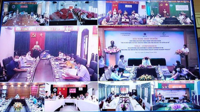 Các tỉnh tham gia hội nghị Trực tuyến. Ảnh: Bộ Y tế
