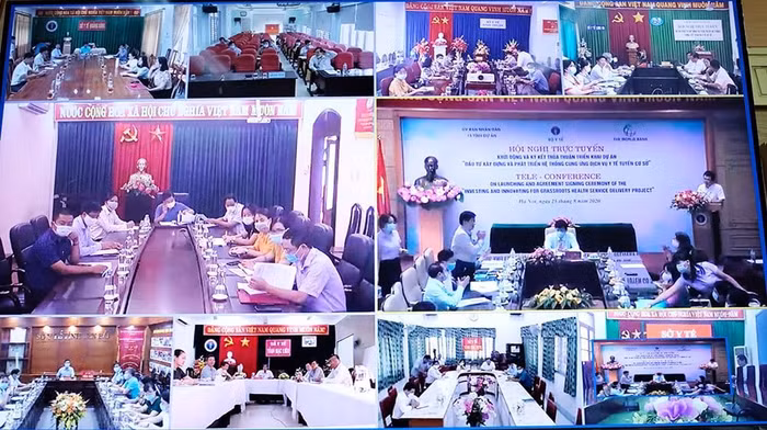 Các tỉnh tham gia hội nghị Trực tuyến. Ảnh: Bộ Y tế