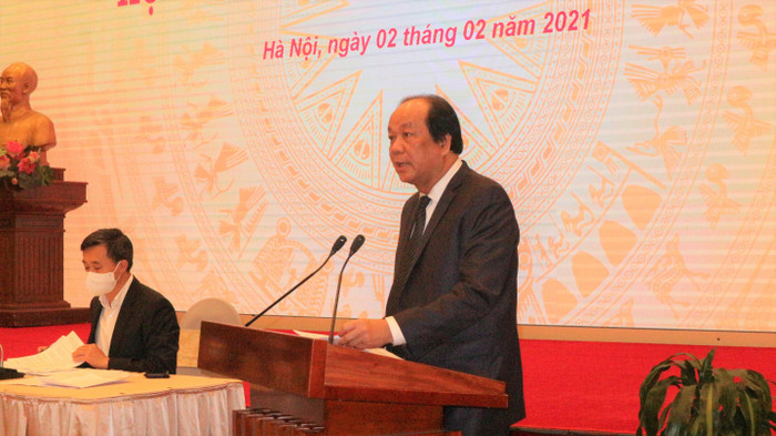 Bộ trưởng Chủ nhiệm văn phòng chính phủ Mai Tiến Dũng chủ trì buổi họp báo ngày 02/2. Ảnh: LC Bộ trưởng Chủ nhiệm văn phòng chính phủ Mai Tiến Dũng chủ trì buổi họp báo ngày 02/2. Ảnh: LC