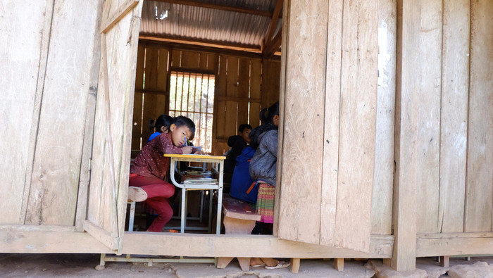 Học sinh ở Nậm Ngà chủ yếu là dân tộc Mông.