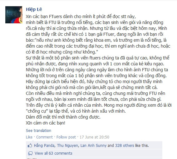 Một lời chia sẻ chân thành của một sinh viên ĐH Ngoại thương