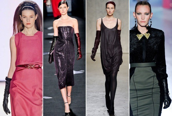 Mẫu găng tay dài chất liệu da xuất hiện khá phổ biến tại Tuần lễ thời trang New York, phụ kiện này xuất hiện lần lượt trong các bộ sưu tập của: Carolina Herrera, Diane Von Furstenberg, Doo.Ri, Jason Wu (Từ trái qua phải). Mẫu găng tay dài chất liệu da xuất hiện khá phổ biến tại Tuần lễ thời trang New York, phụ kiện này xuất hiện lần lượt trong các bộ sưu tập của: Carolina Herrera, Diane Von Furstenberg, Doo.Ri, Jason Wu (Từ trái qua phải).