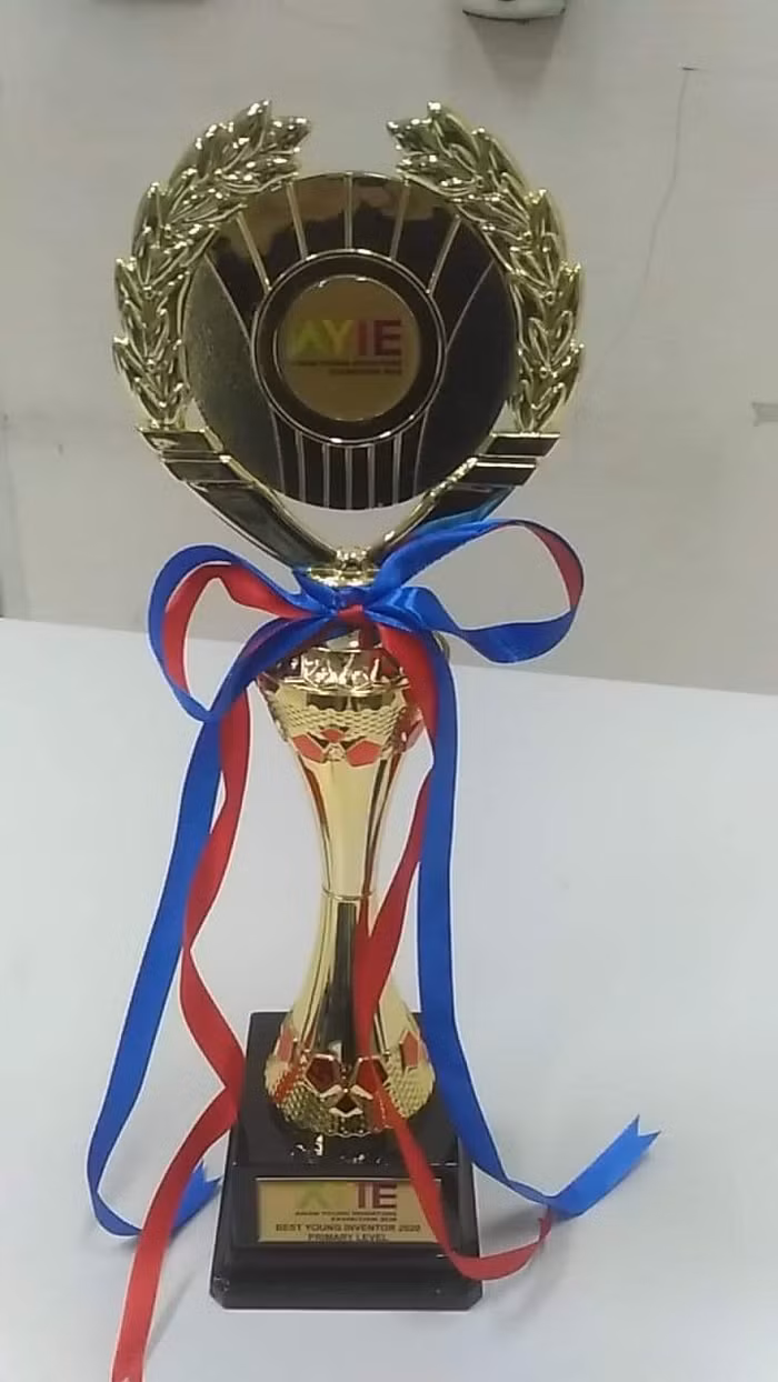 Phần thưởng giành cho đội giành huy chương vàng. Ảnh: Trường Trung học cơ sở Nguyễn Trường Tộ (Đống Đa, Hà Nội).