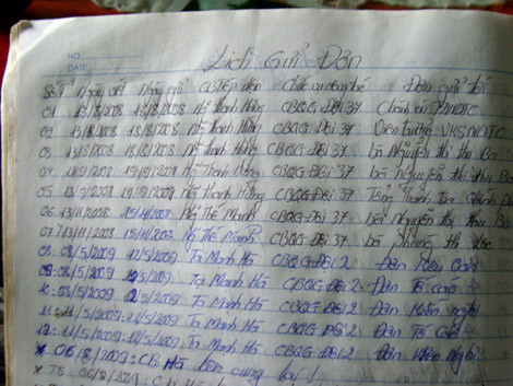 Cuốn sổ ghi chép lịch gửi đơn. Cuốn sổ ghi chép lịch gửi đơn.