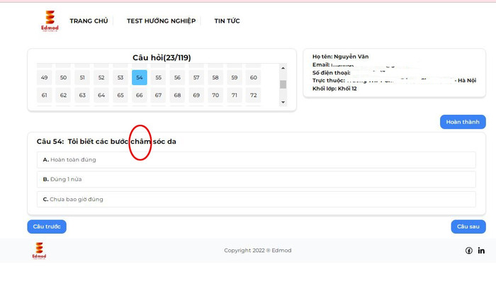 Nội dung câu hỏi trắc nghiệm của Edmod bị sai chính tả. Nội dung câu hỏi trắc nghiệm của Edmod bị sai chính tả.